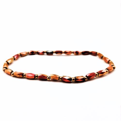 Bransoletka z czerwono-złotych kryształków – elegancka biżuteria handmade na prezent, idealna do wyrazistych i kobiecych stylizacji