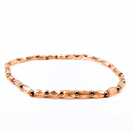 Beżowo-złota bransoletka z kryształków – elegancka biżuteria handmade na prezent, idealna do klasycznych i kobiecych stylizacji