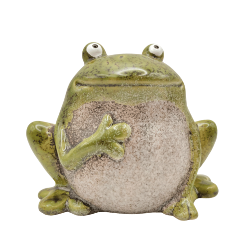 Ceramiczna figurka żaby – dekoracja do salonu, kuchni lub na półkę.