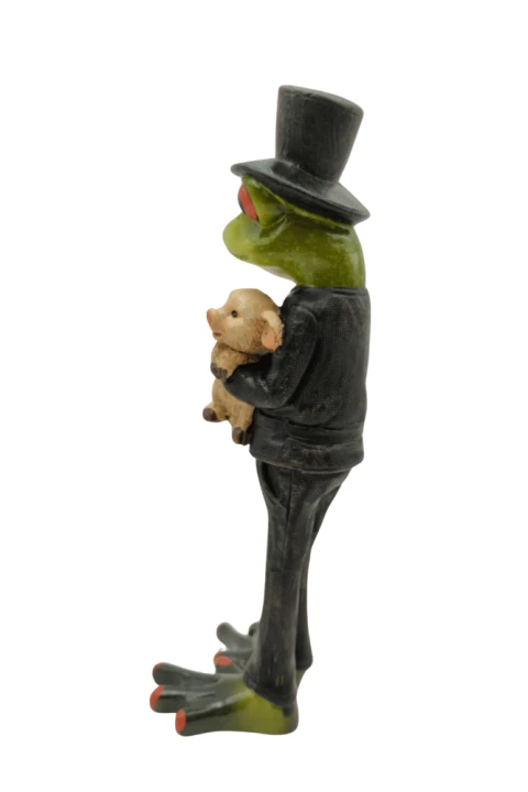 Figurka żaby eleganckiej – oryginalna ozdoba na półkę lub biurko, humorystyczny prezent