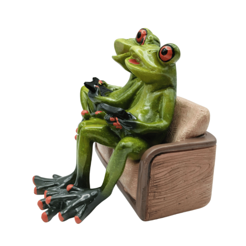 Żaby gamerzy – oryginalna figurka do pokoju gracza i nowoczesnego wnętrza.